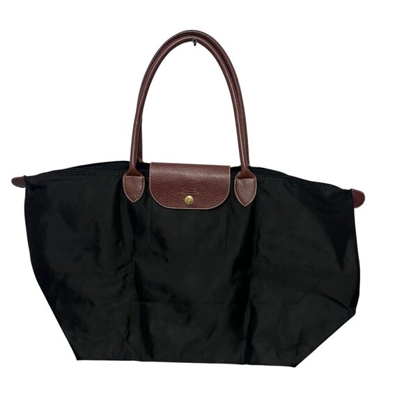 LONGCHAMP Le Pliage Large Handbag Black Nylon Tote Foldable - Picture 1 of 12